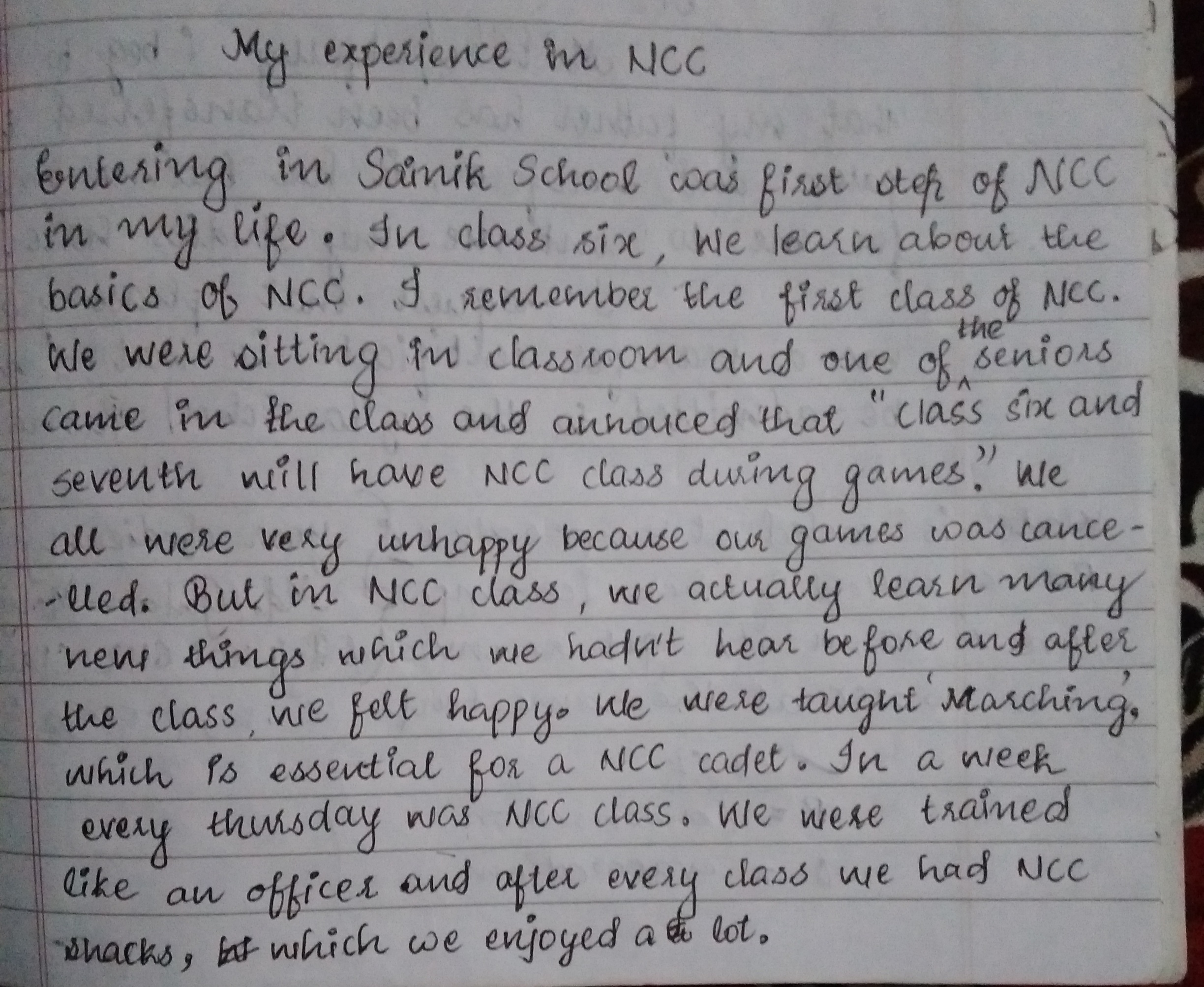 my experience in ncc essay