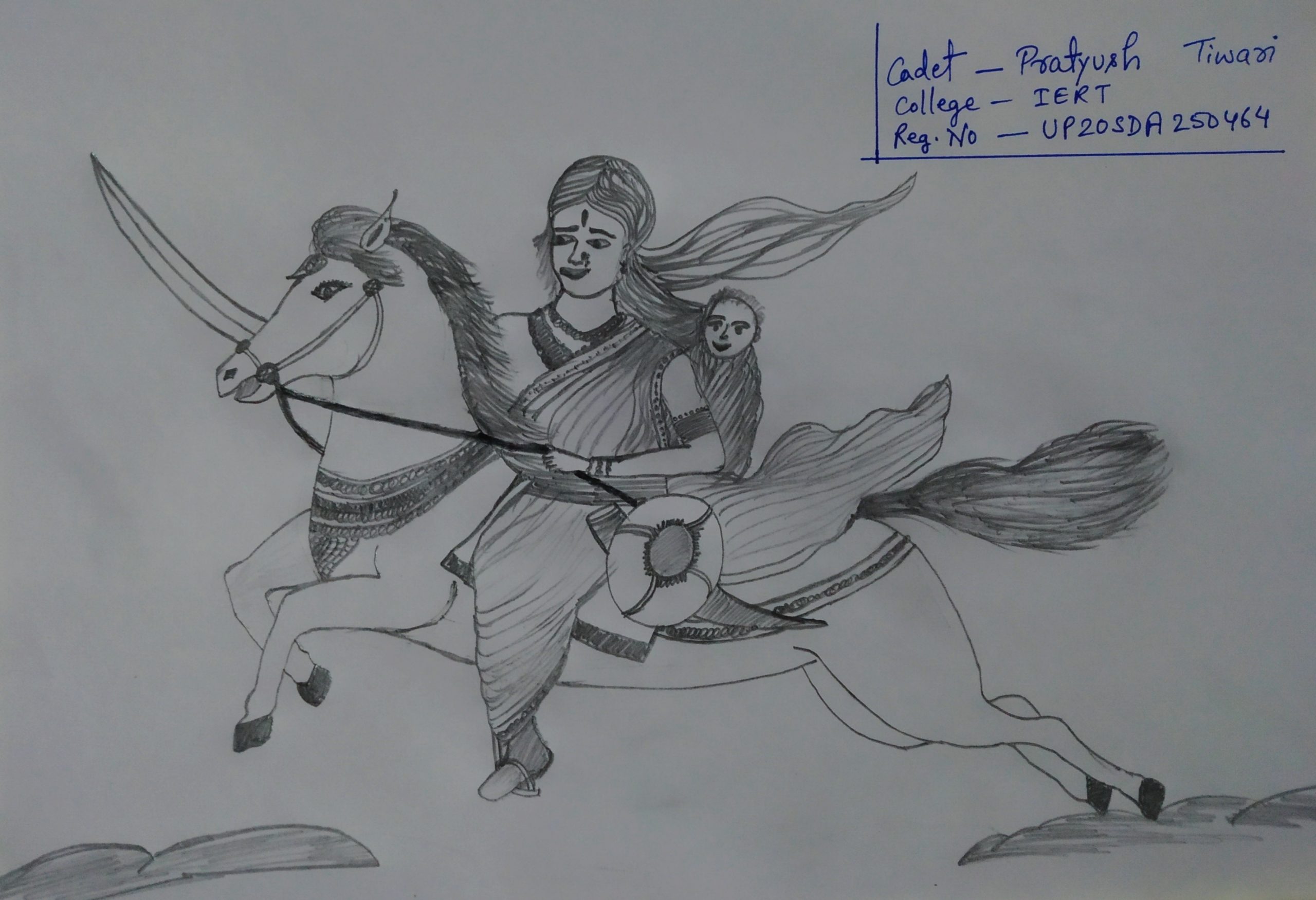 Rani Lakshmi Bai drawing with  Sharad Drawings Art  Facebook