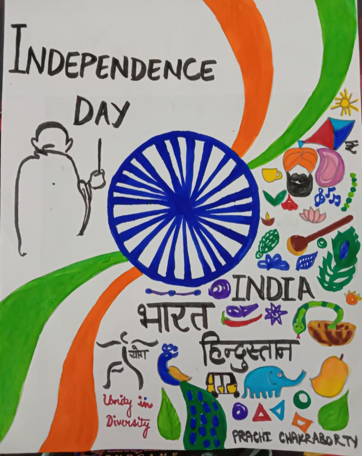 How to draw India's Independence Day Celebrations - Singing Patriotic Songs