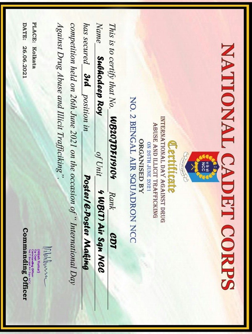 My Certificate – India NCC