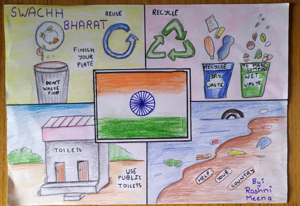 Drawing of swachh Bharat  India NCC