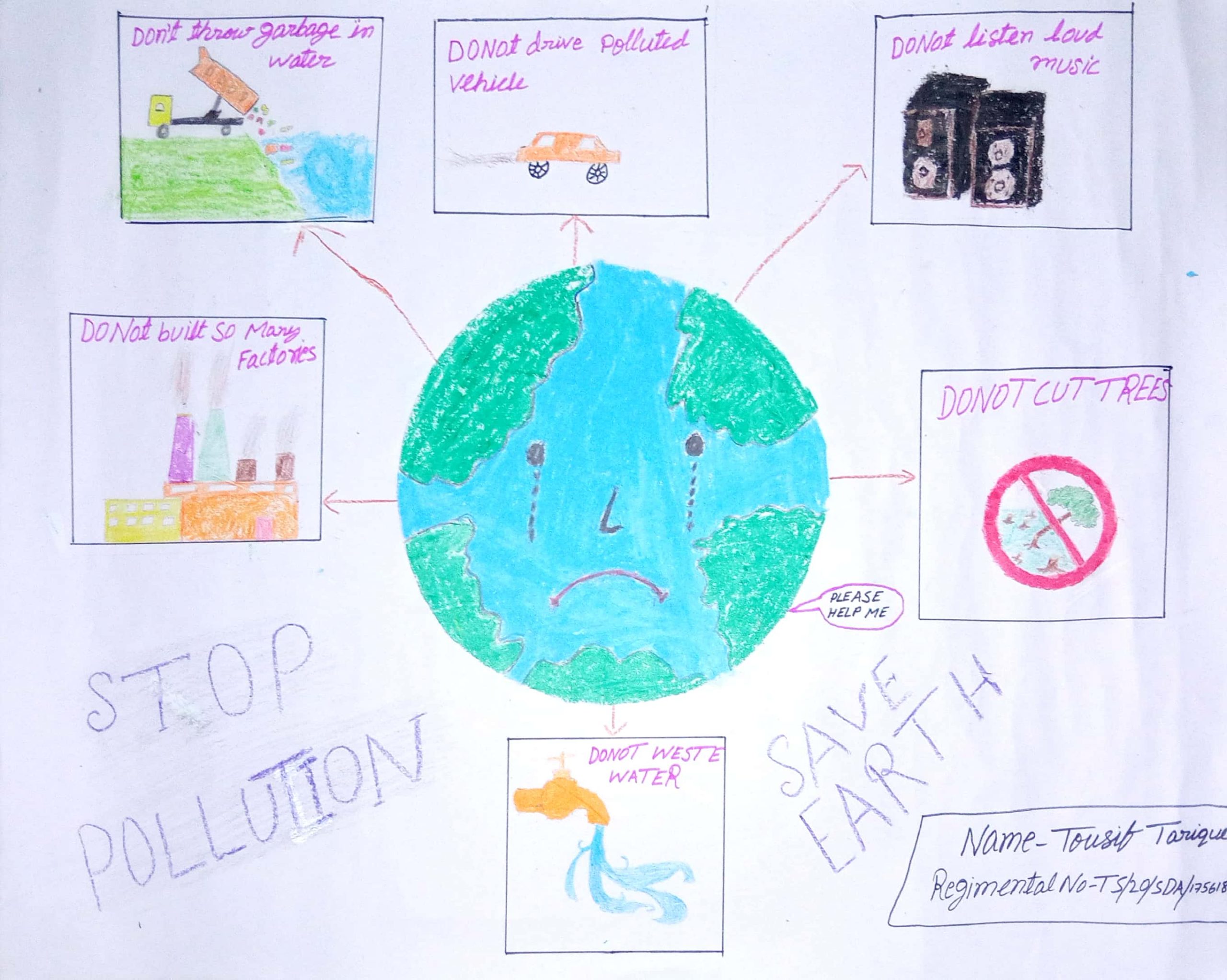 Stop pollution save Earth Painting by Suraj Shil