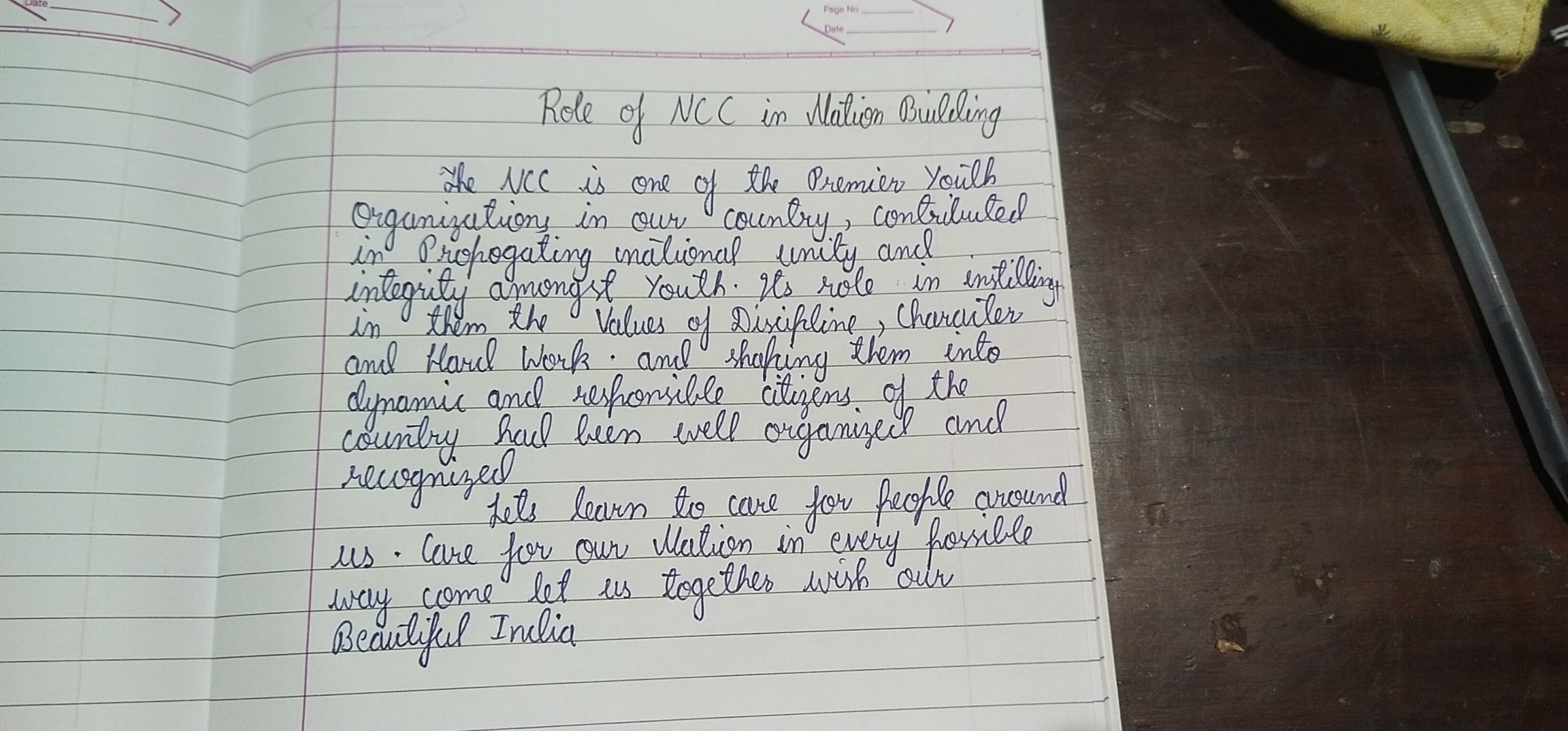 Role Of NCC In Nation Building India NCC