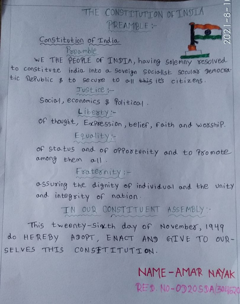 THE CONSTITUTION OF INDIA PREAMBLE – India NCC