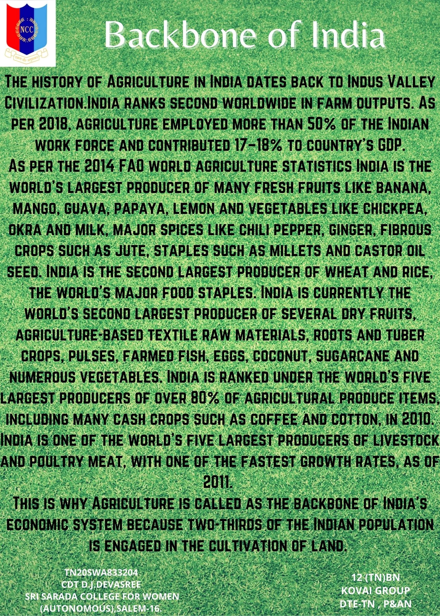 agriculture is the backbone of india essay