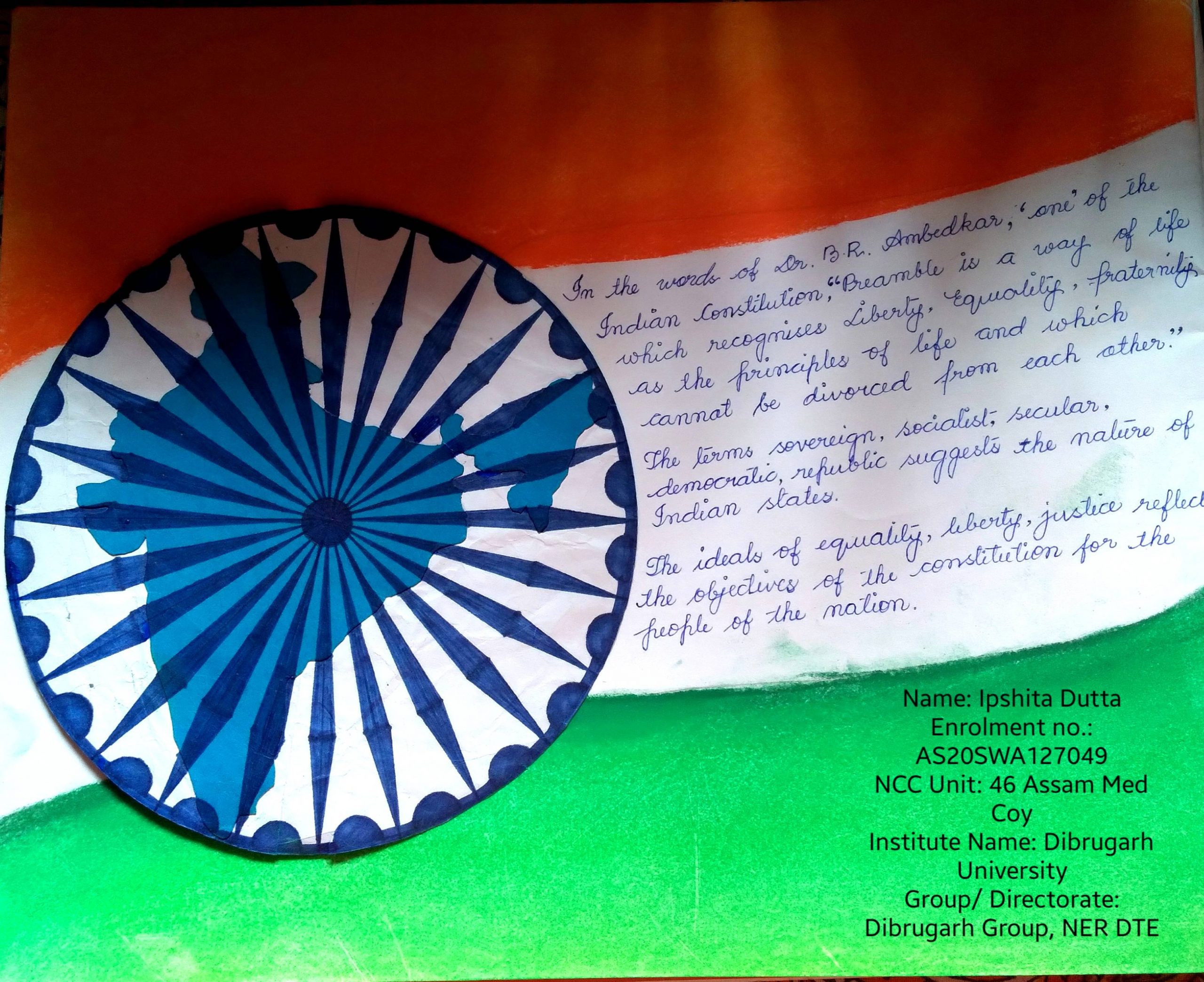 Handrawn Poster On Preamble Of Indian Constitution India Ncc 2829