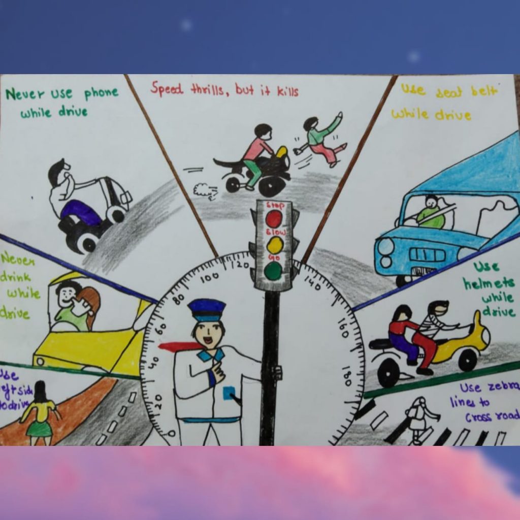 सड़क सुरक्षा पोस्टर / Road safety rules poster drawing / Traffic signs  drawing with pencil. - YouTube