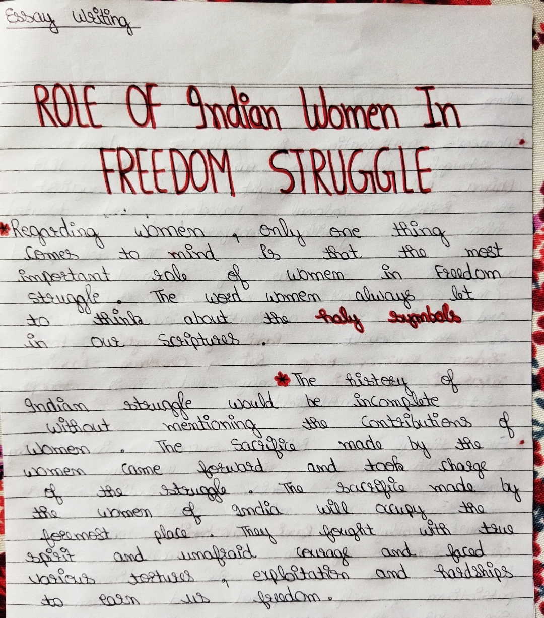 women's role in indian freedom struggle essay