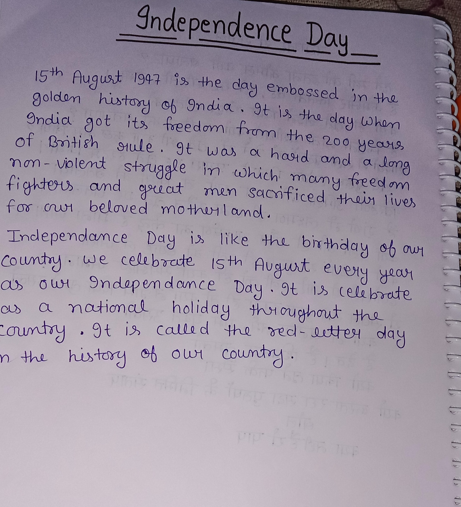 Eassy On Independence Day India Ncc