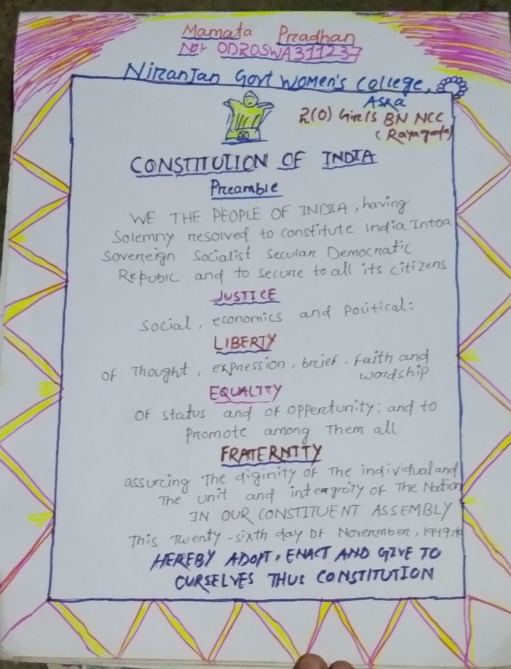 Constitution Of India Preamble – India NCC