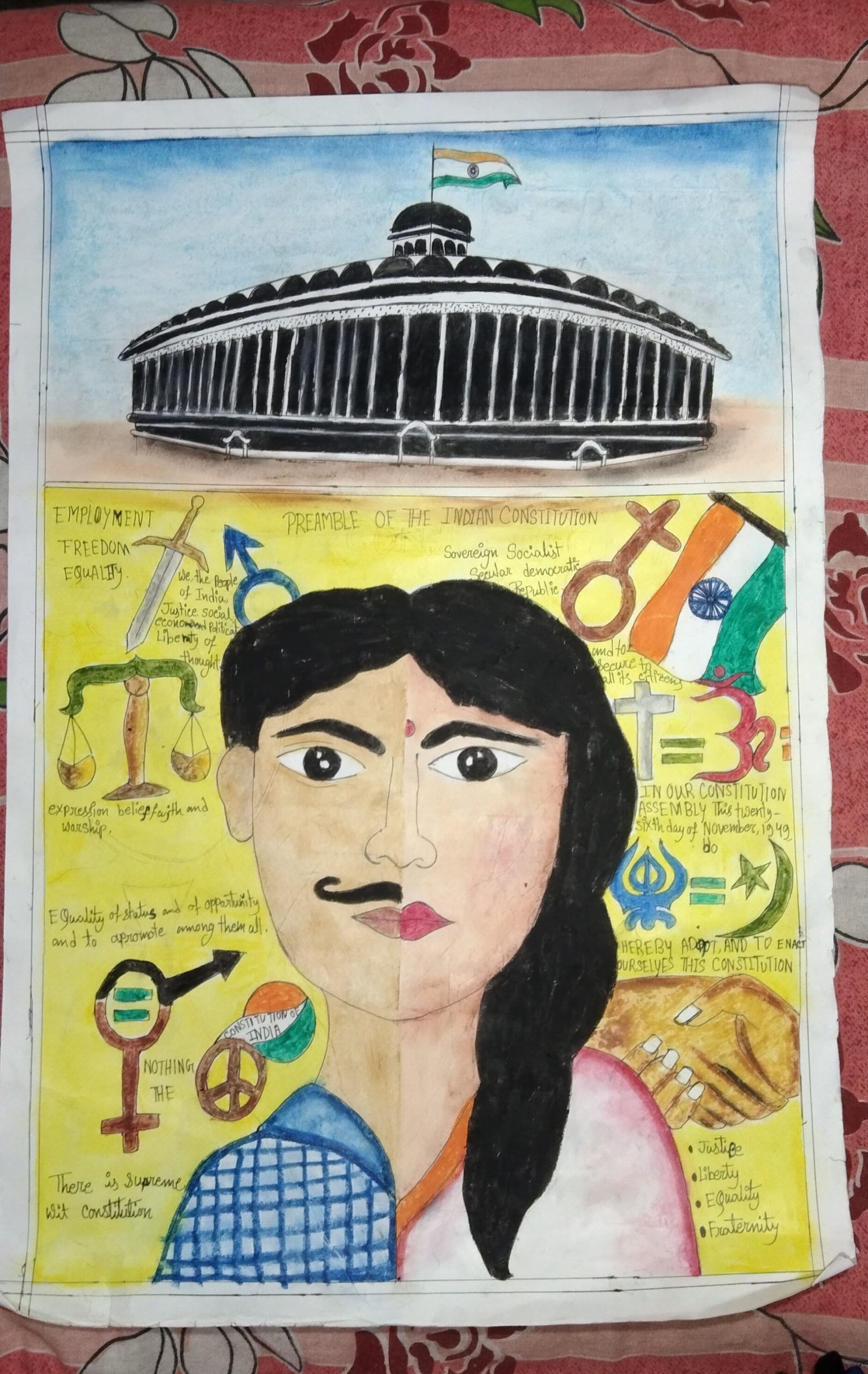 DRAW A Poster on Preamble of Indian Constitution NEATLY AND POST IT AS AN  ATTACHMENT - Brainly.in