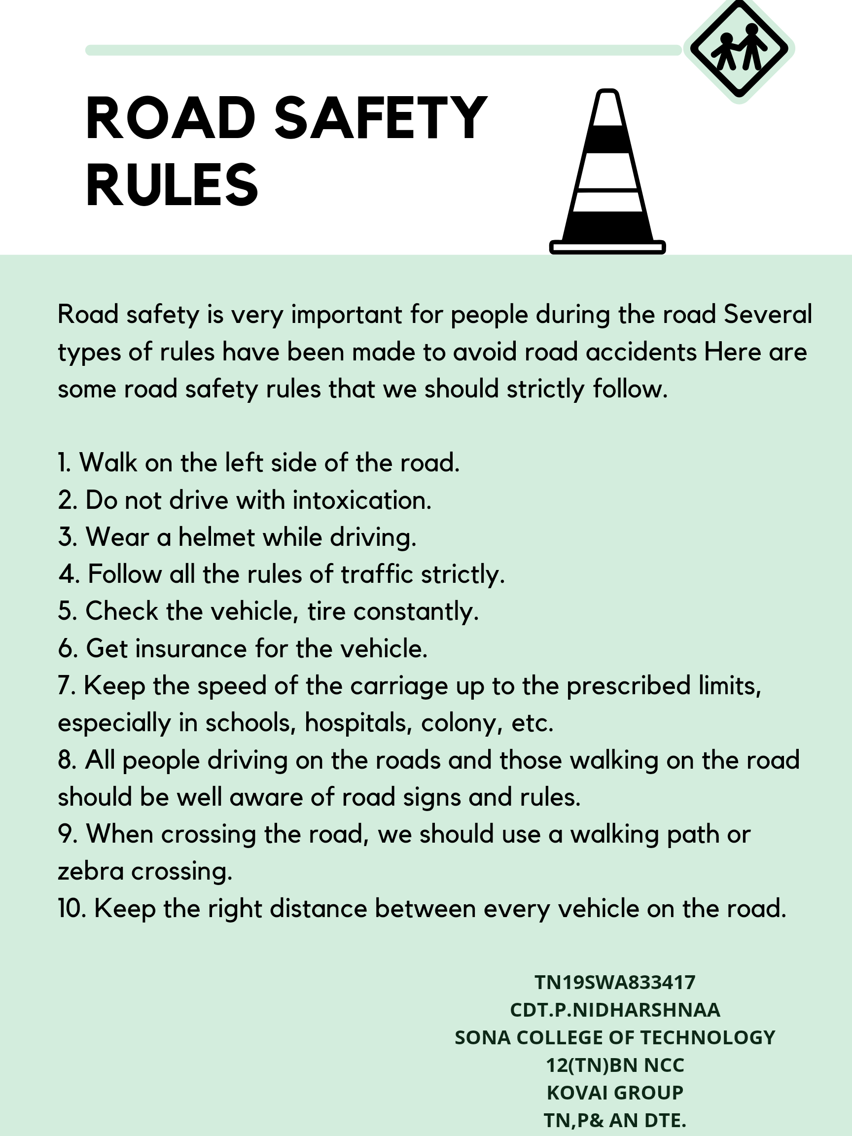 Road Safety Rules India NCC