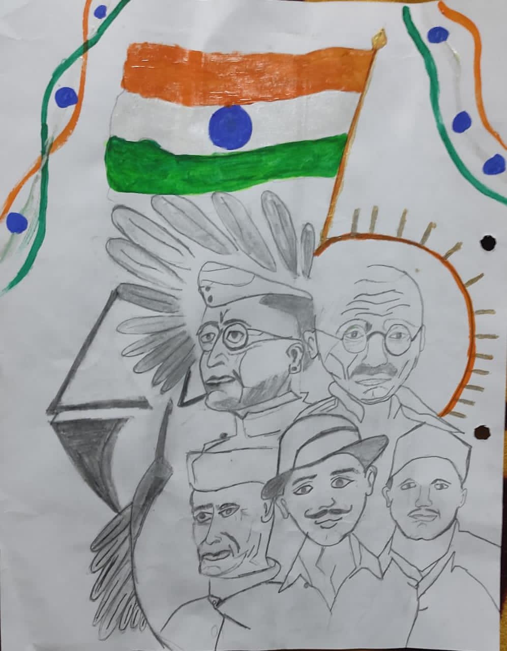 how to draw independence day for beginners , 15 august drawing,bhagat singh  drawing,netaji ,drawing - YouTube