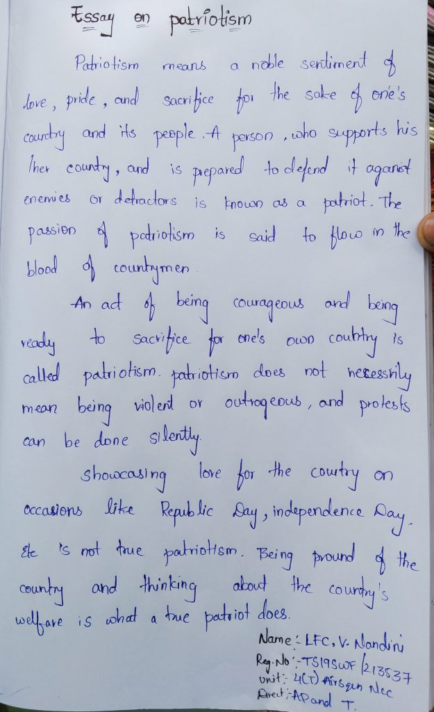 essay on patriotism india