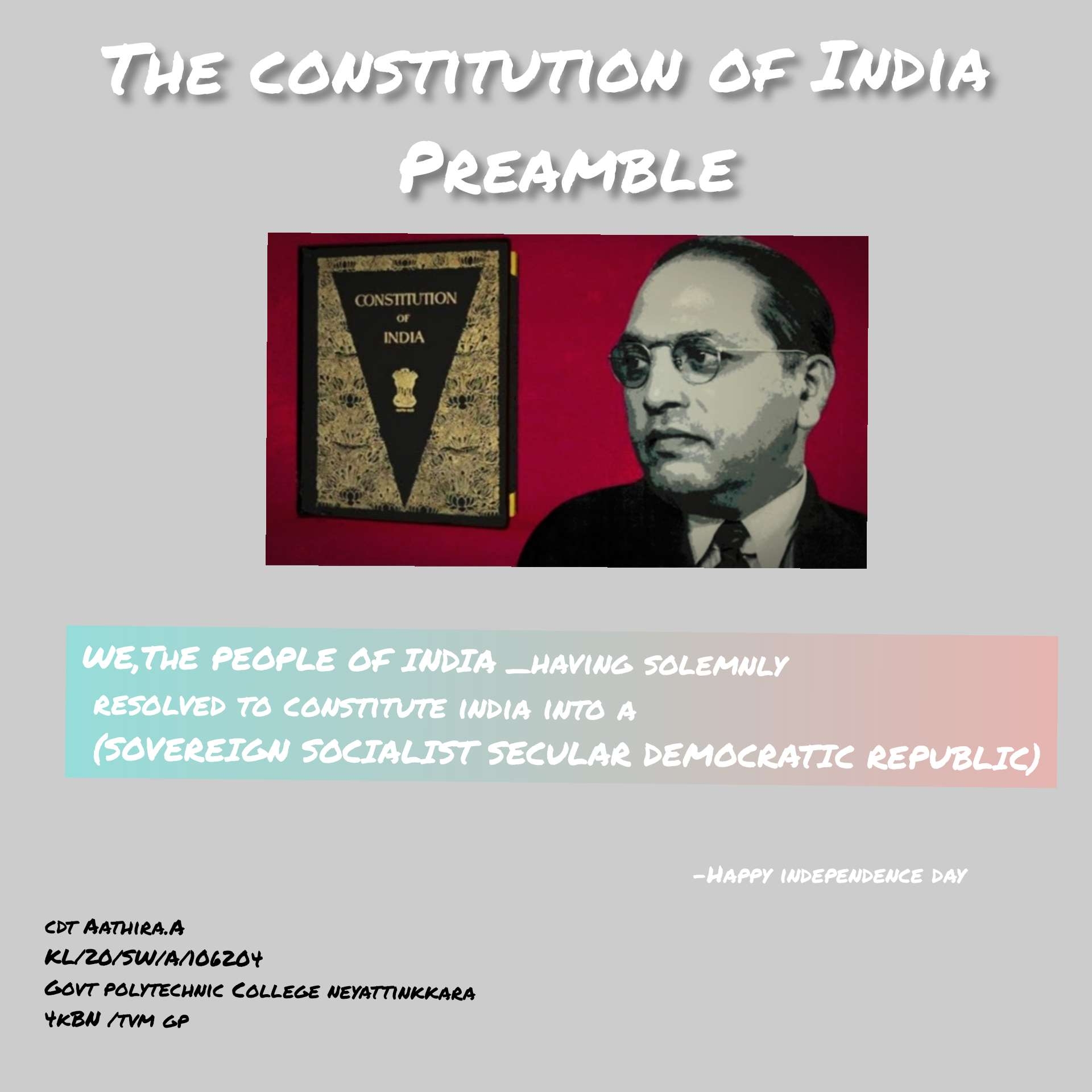 Digital Poster Related To The Constitution Of India Preamble India Ncc