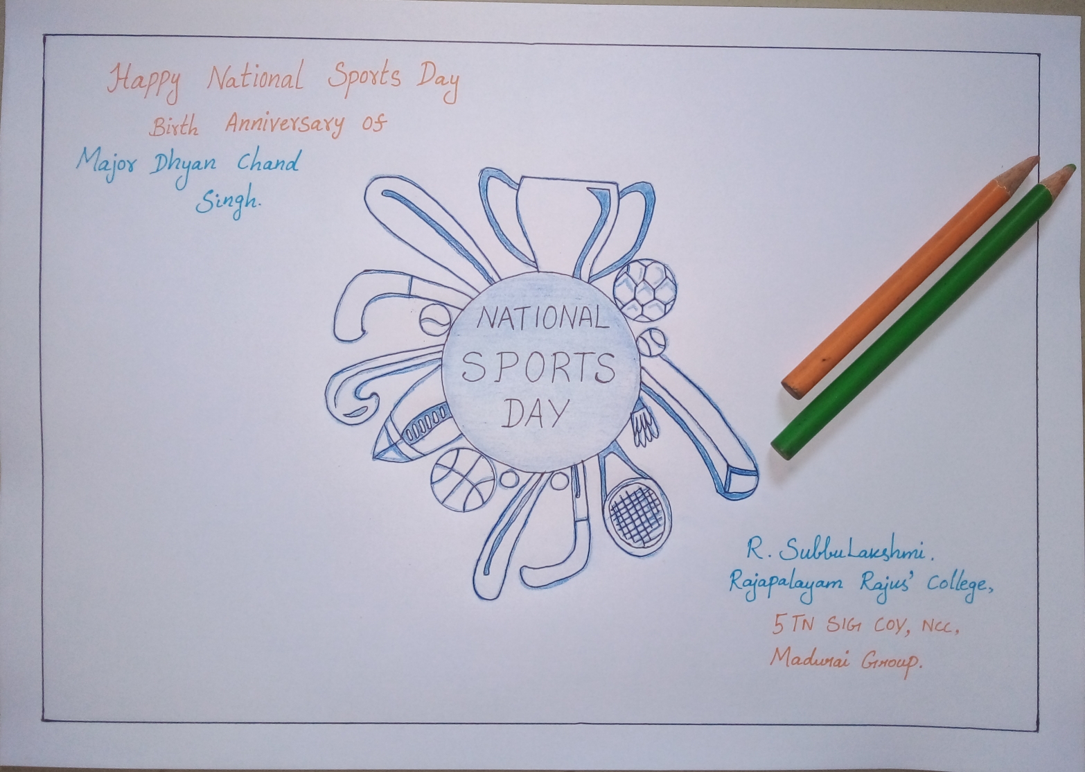 National sports day drawing India NCC