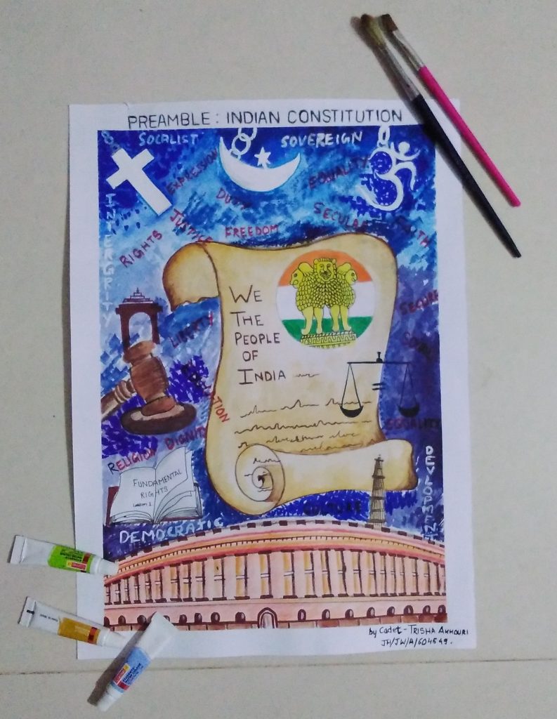 Poster on Preamble of Indian Constitution - Brainly.in