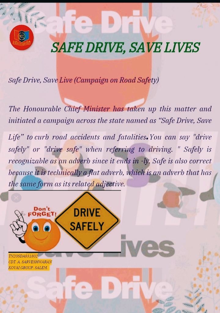 Article on safe drive save live – India NCC