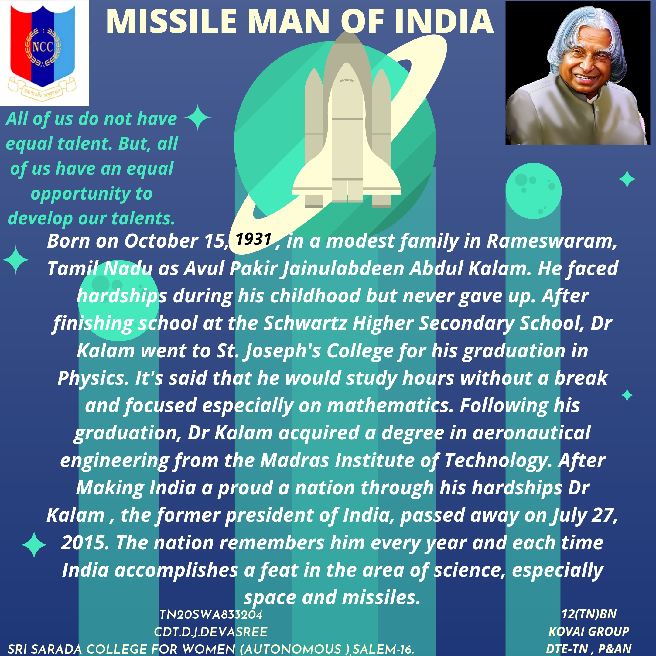 essay on missile man of india 150 words