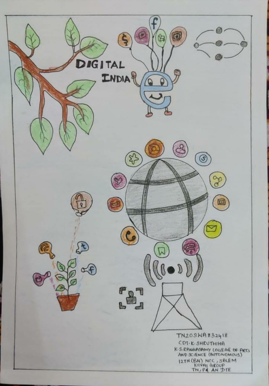100 points Draw a Drawing on Digital India with pencil sketch It may be  from Google or by u  Brainlyin