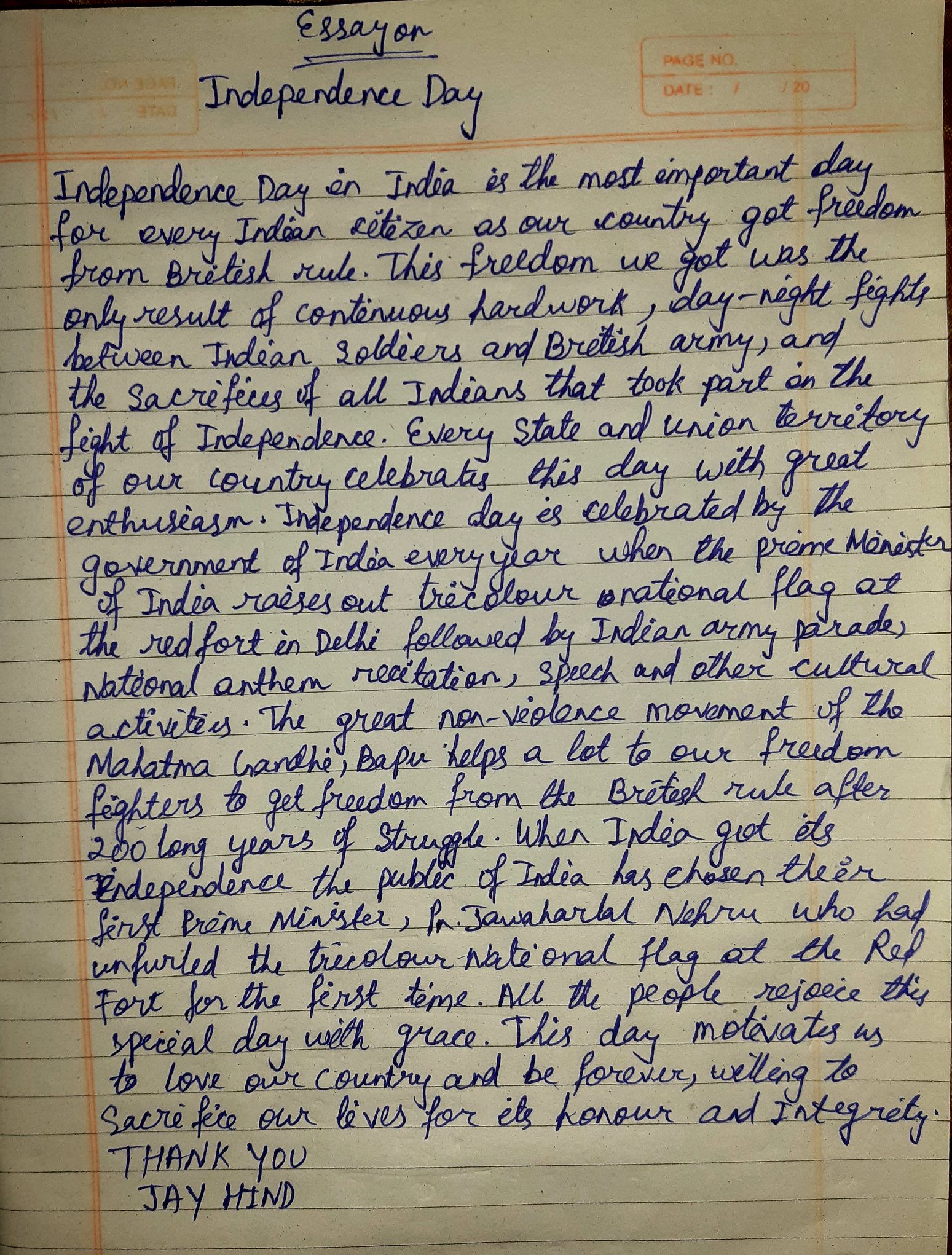 short essay on independence day of india