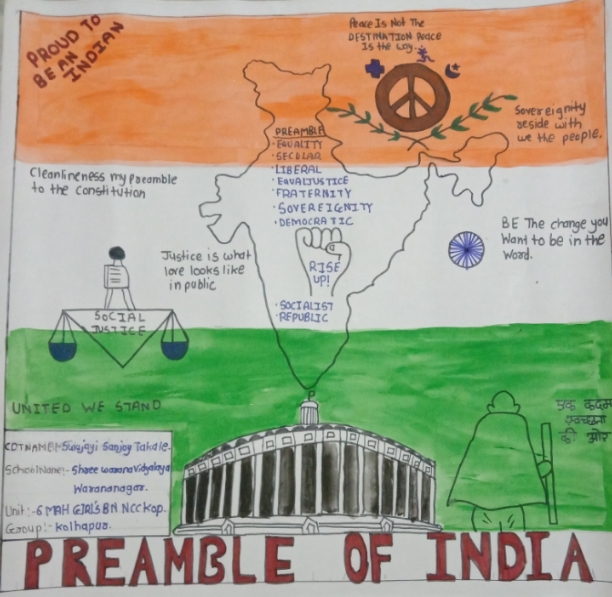 Making poster on preamble of India – India NCC