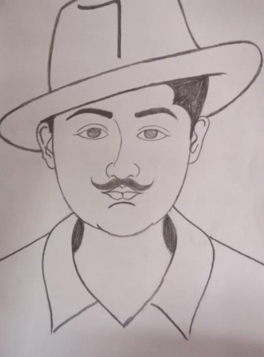 Great Bhagat Singh Pencil Sketch  DesiPainterscom