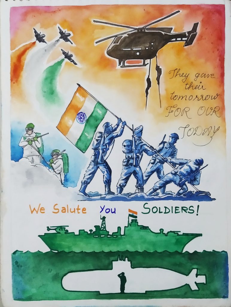 Poster making on salute to Indian Armed forces – India NCC