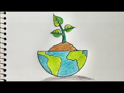 Earth day drawing | Earth drawing | Environment drawing | Earth day drawing,  Earth drawings, Easy drawings for kids