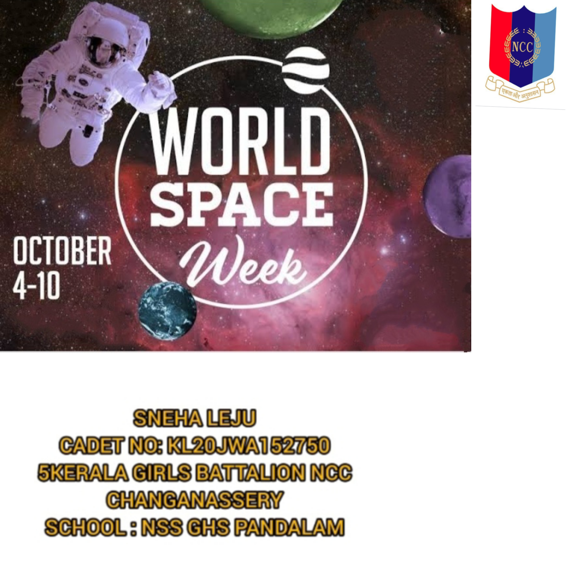 WORLD SPACE WEEK India NCC