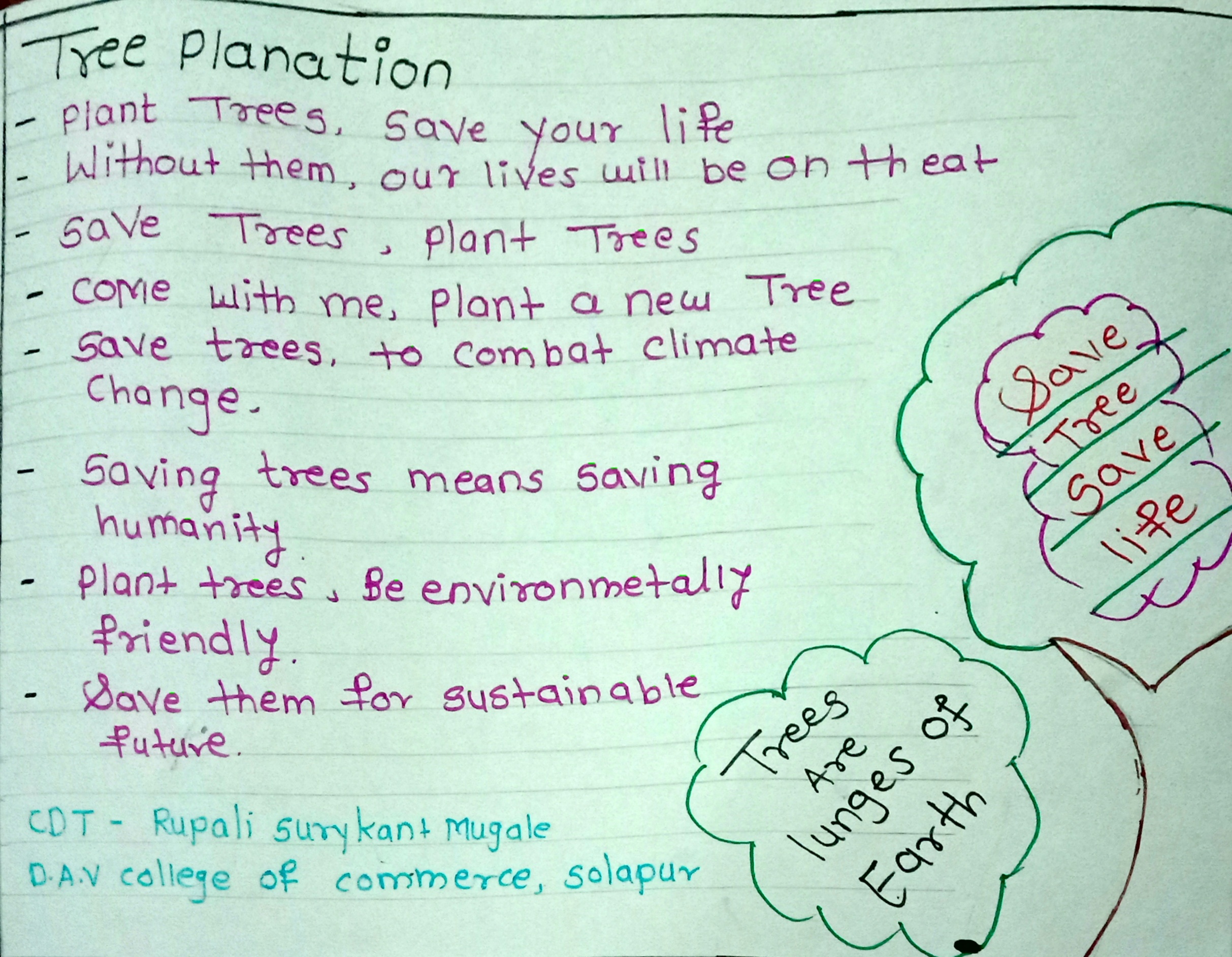 prepare a speech on the need for tree plantation