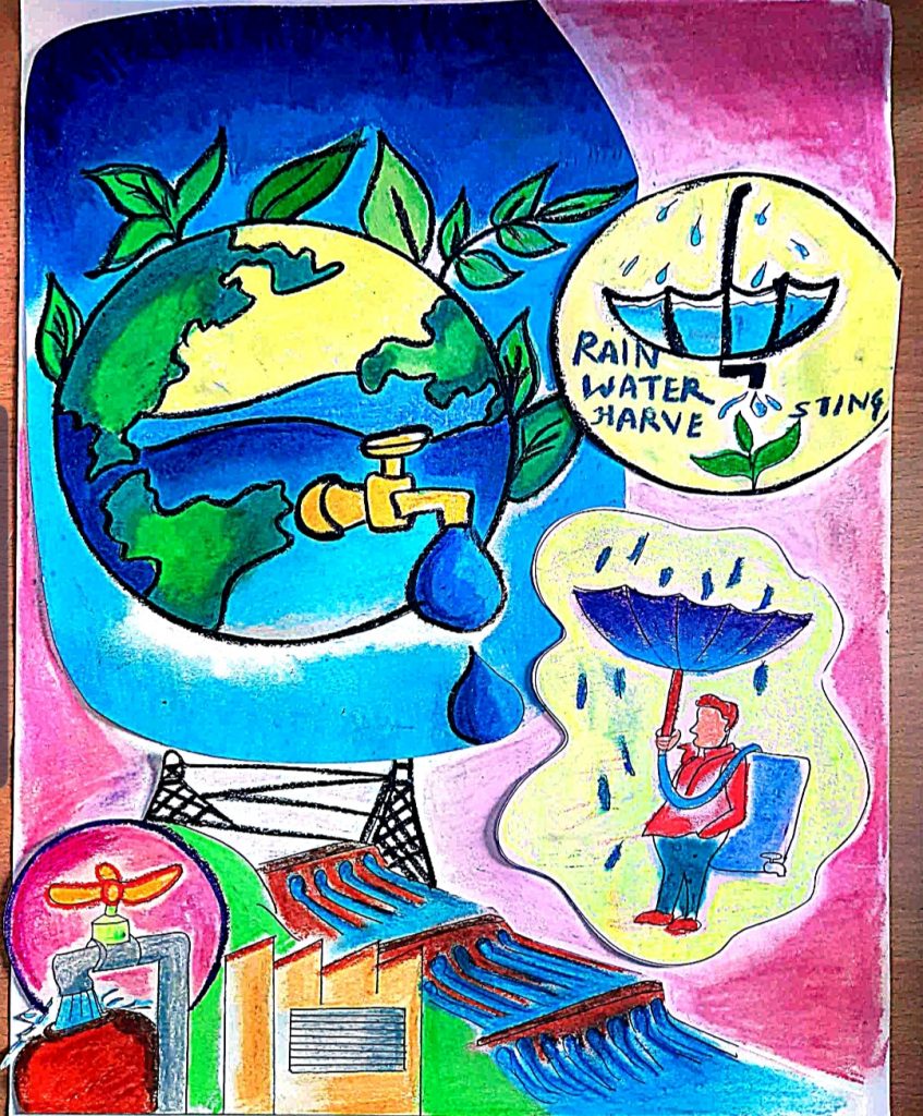 How to draw save water poster chart for school students (very easy) step...  | Save water poster drawing, Handmade poster, Save water drawing