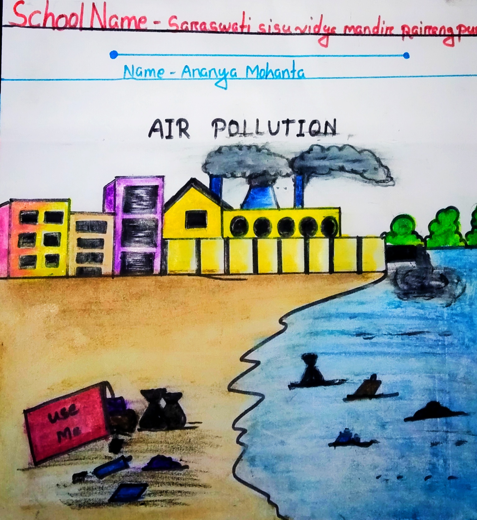 posters on air pollution drawing