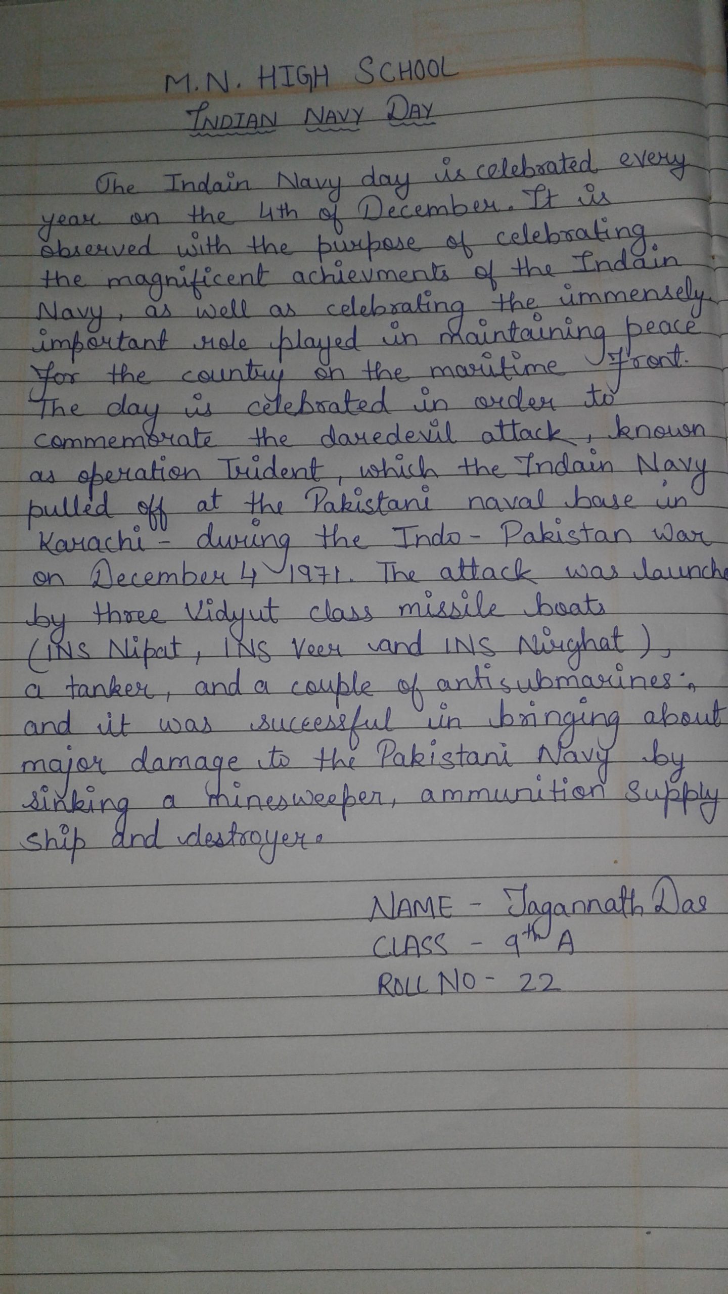 indian navy day essay