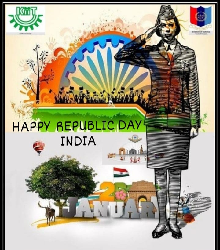 Happy Republic Day Typographic Poster With Hand Drawn Quote. Lettering With  Grunge Texture Isolated On A White Background. National Banner Poster.  Indian Republic Day Celebration Royalty Free SVG, Cliparts, Vectors, and  Stock