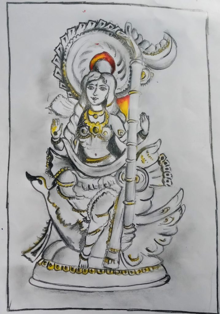 Pencil Sketch Of Maa Saraswati - Desi Painters