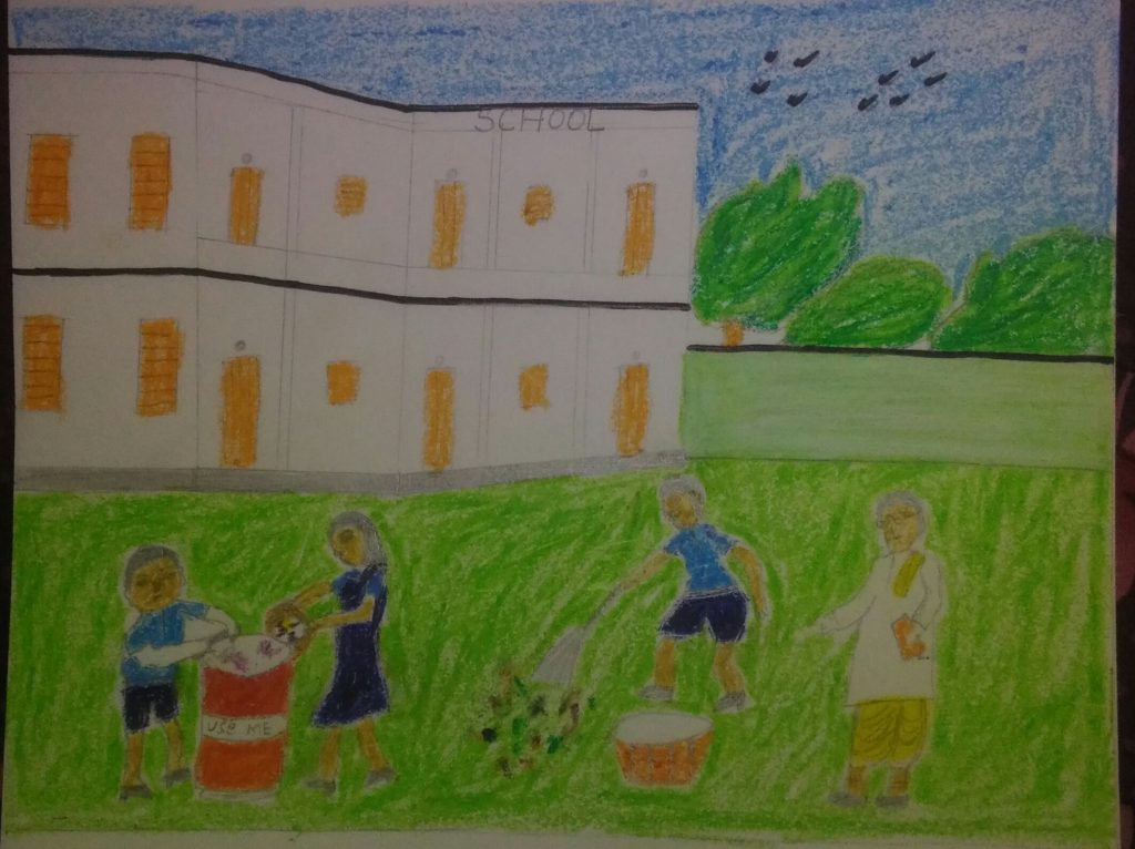 Grade K2 Draw a scenery of the nature - Kothari International School