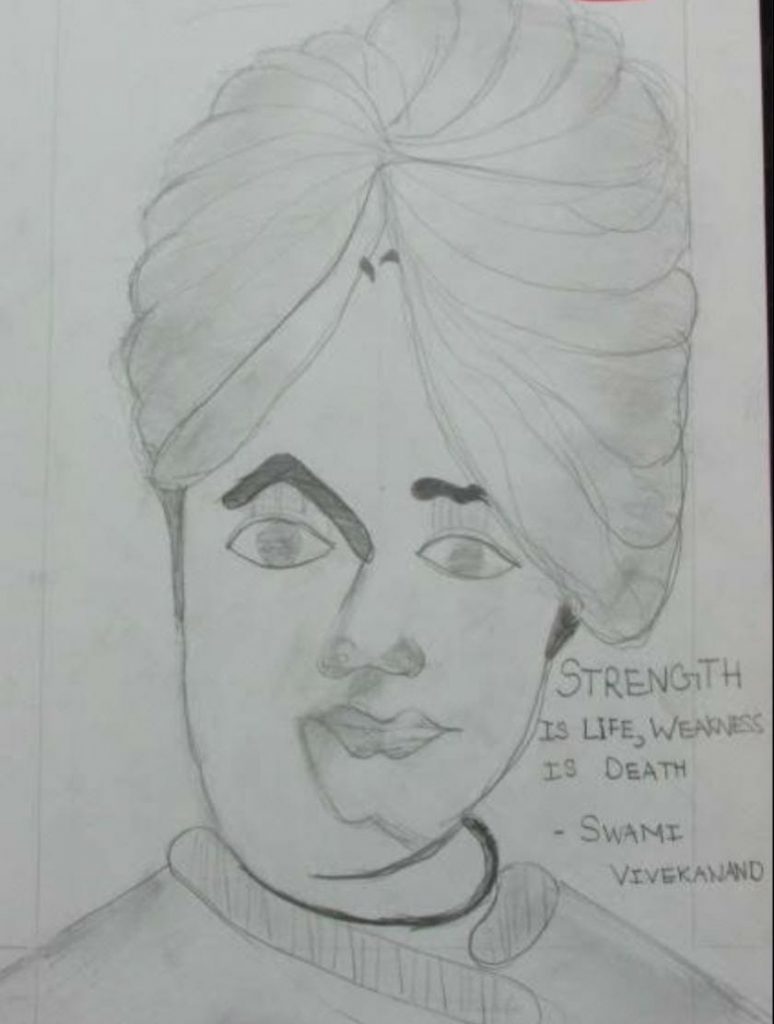 Pencil Sketch of Swami Vivekananda - Desi Painters
