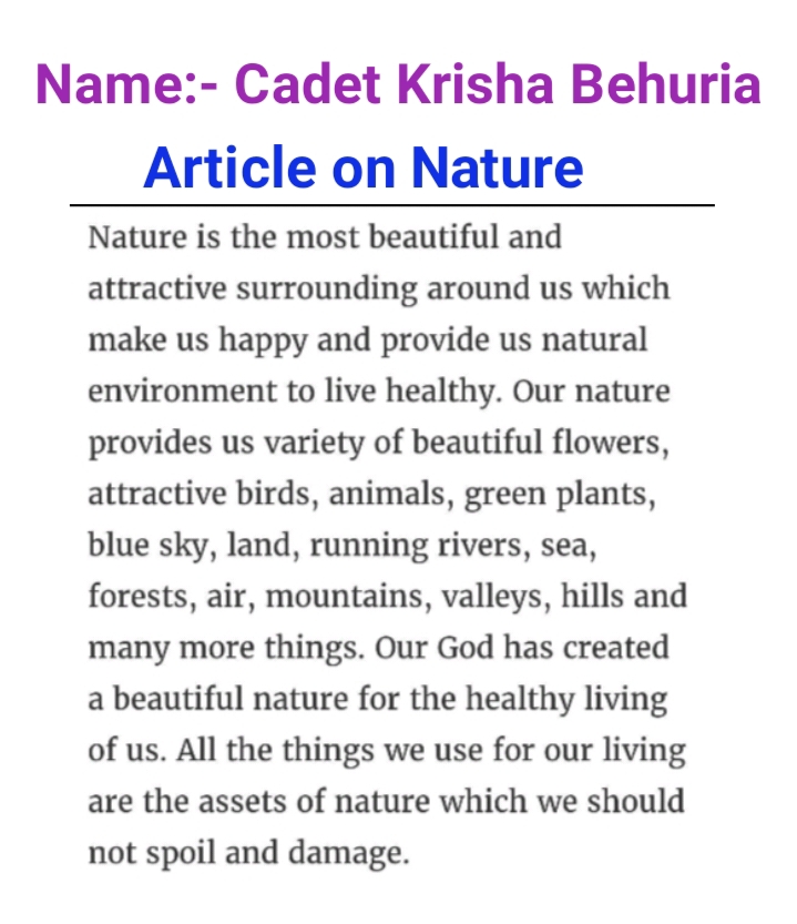 Article on nature – India NCC