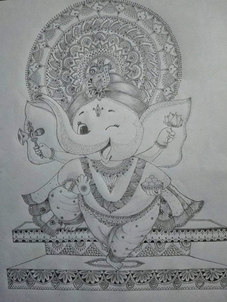 Maximum pencil sketches of Lord Ganesha made using numbers and alphabet -  IBR