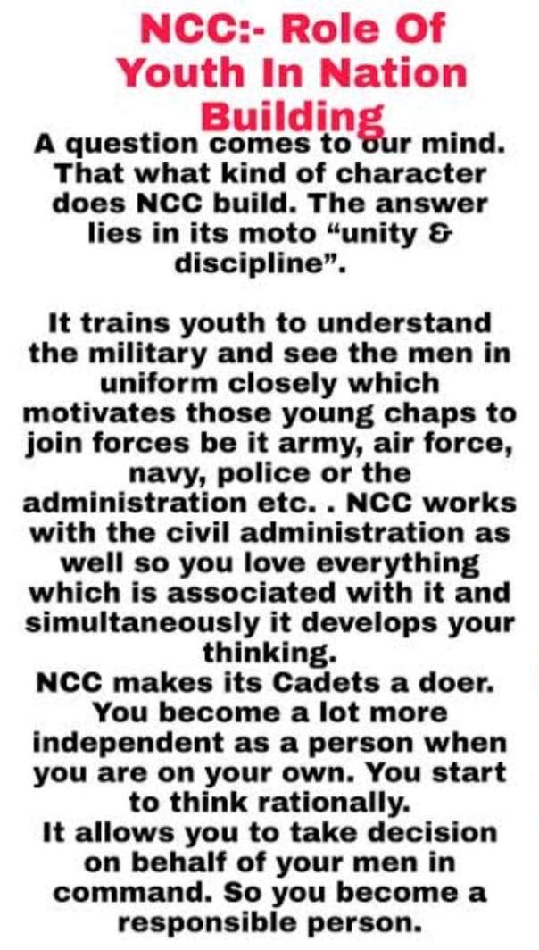 Role Of Youth In Nation Building – India NCC