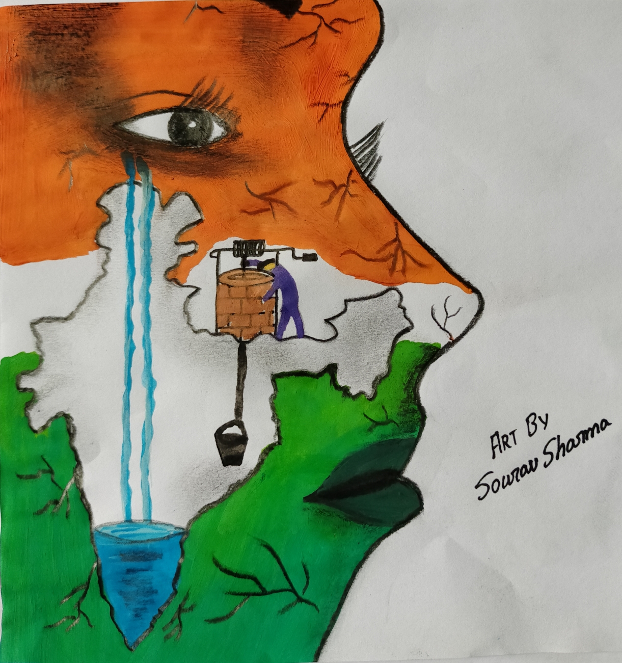 Class VI Madhubani painting: Save water – Kendriya Vidyalaya IIIT Jhalwa,  Prayagraj