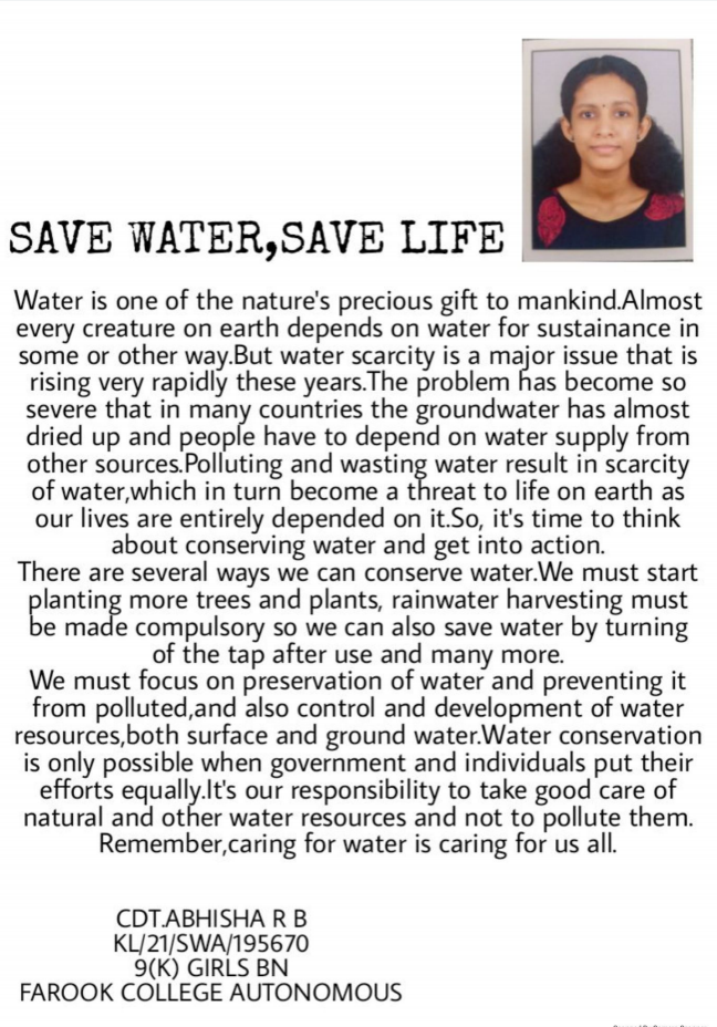 Save Water Save Life – India NCC