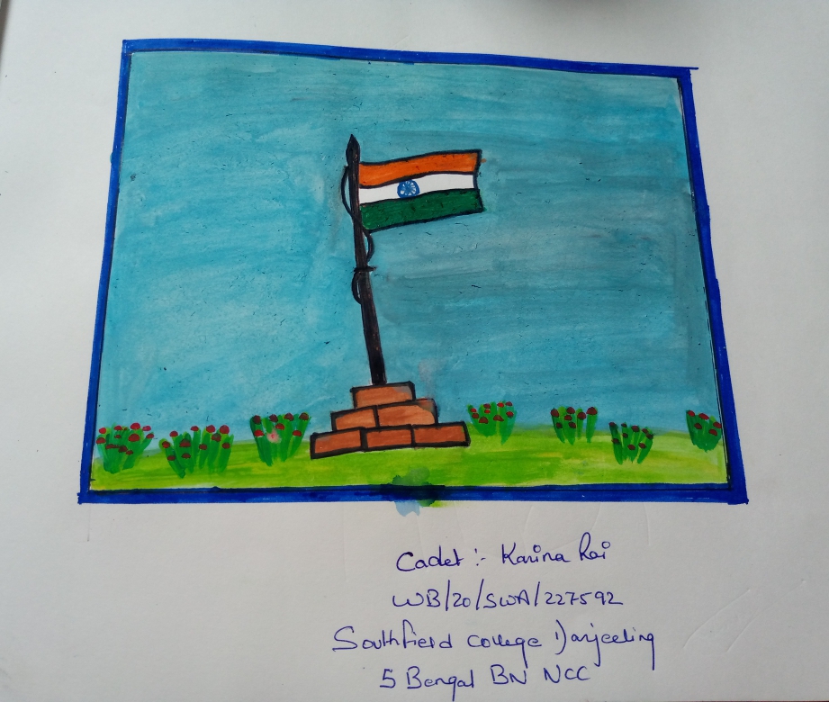 Indian student saluting flag of india in vector background. | CanStock