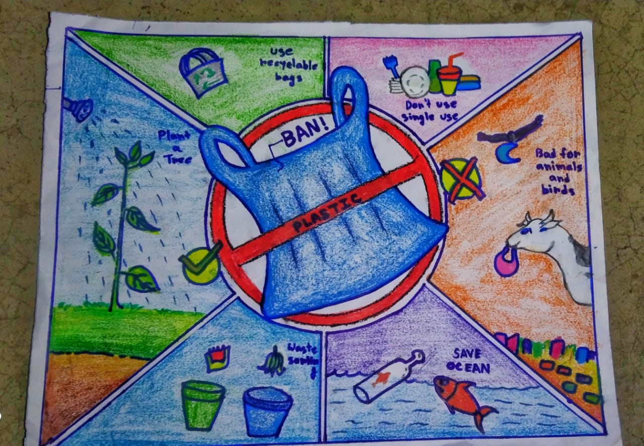 Say no to single use plastic drawing || poster chart painting for  competition (easy) step by step - YouTube