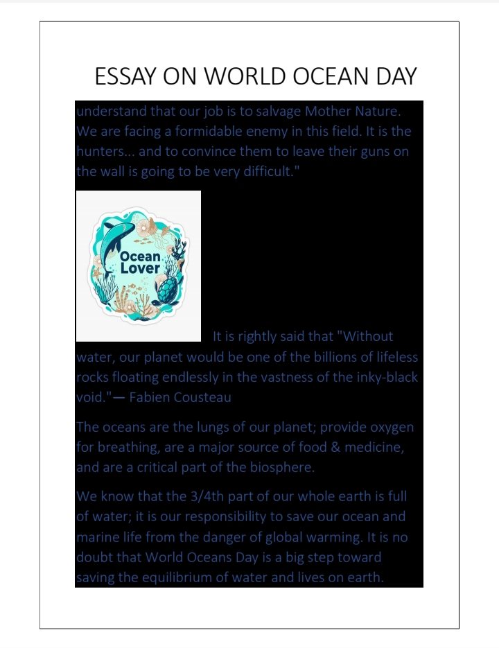 essay on ocean day