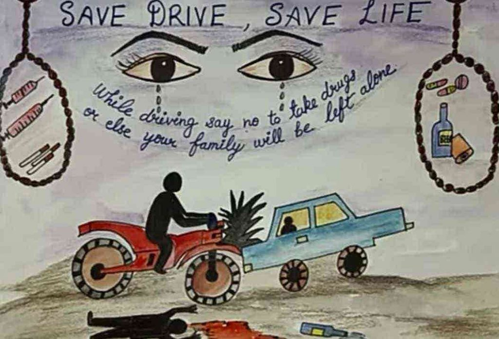 Road safety drawing easy |Road safety drawing for competition | Safe Drive  Save Life Poster Drawing | Road safety poster, Road safety, Safety posters