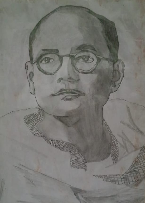 Subhash Chandra Bose, Drawing by Manoj Shukla | Artmajeur