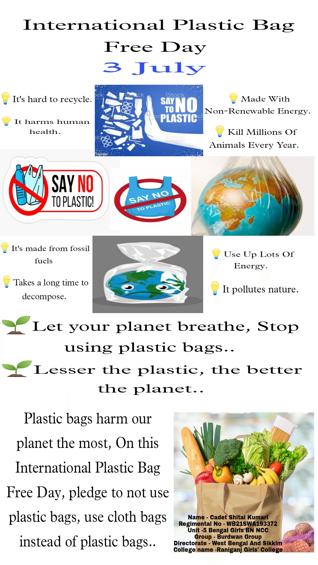 international plastic bag free day – India NCC