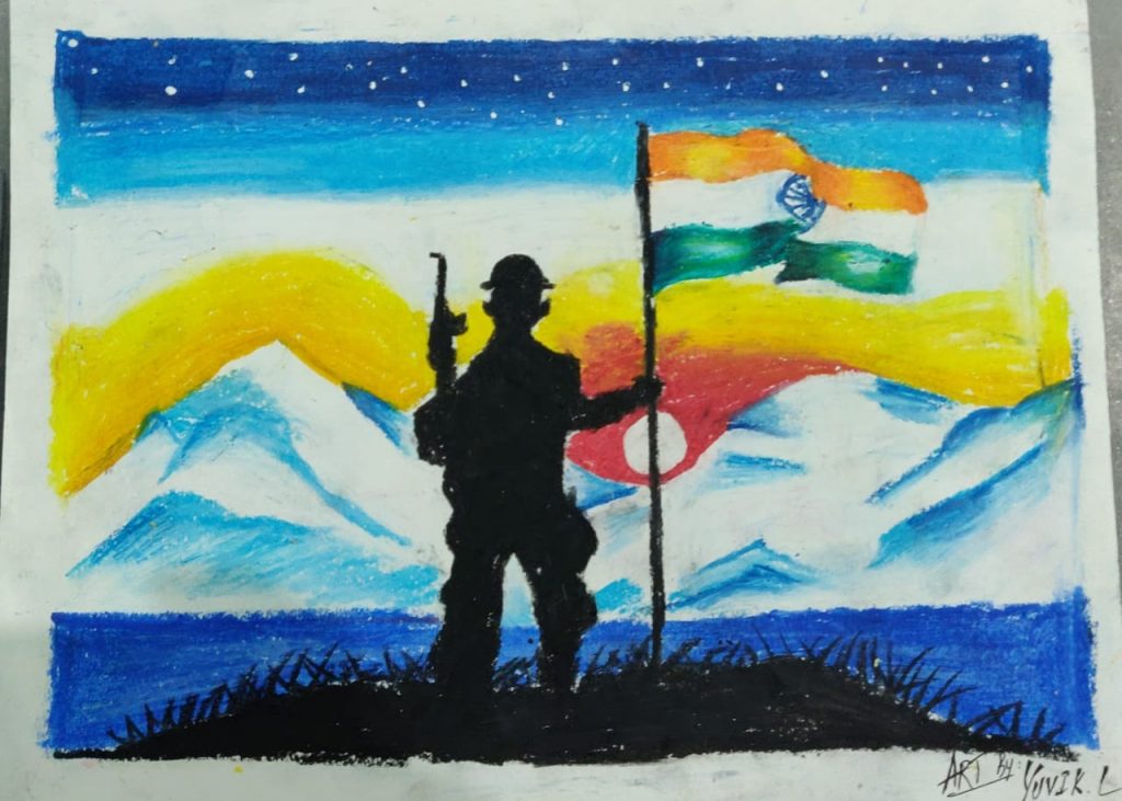 Kargil war and indian army easy drawing step by step - YouTube